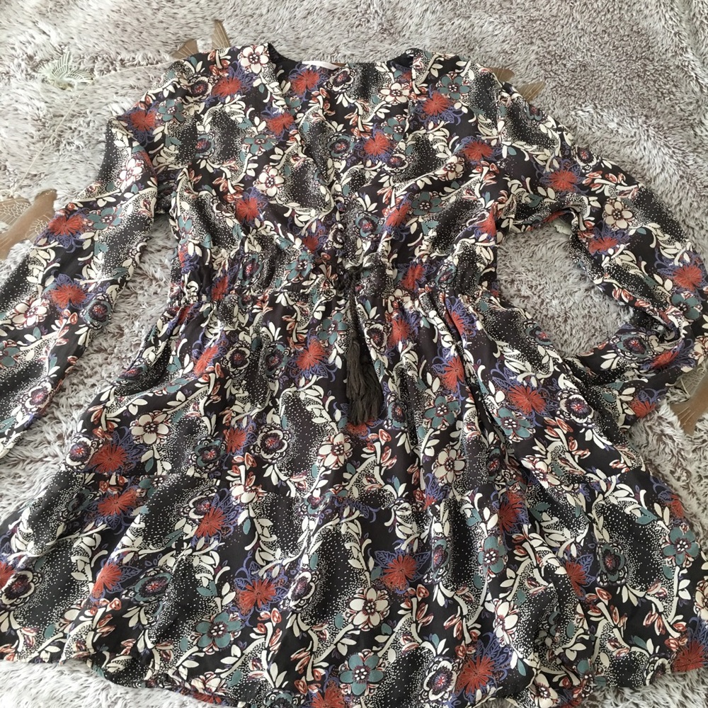 Free People Dress Dark Floral Print